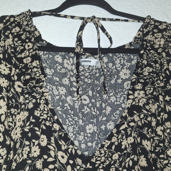 Sonoma Floral Maxi Dress MATERNITY Large Black with Tan Flowers - Picture 6 of 11